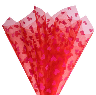 Dainty Hearts Organza - Red/Pink